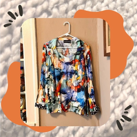 🏷️🎉🆕 • abstract multicolor polka dot watercolor tunic top - Picture 4 of 17